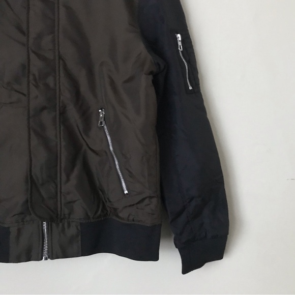 H&M Green & Black Bomber Jacket with Silver Hardware - Size Small (S) - Picture 4 of 5